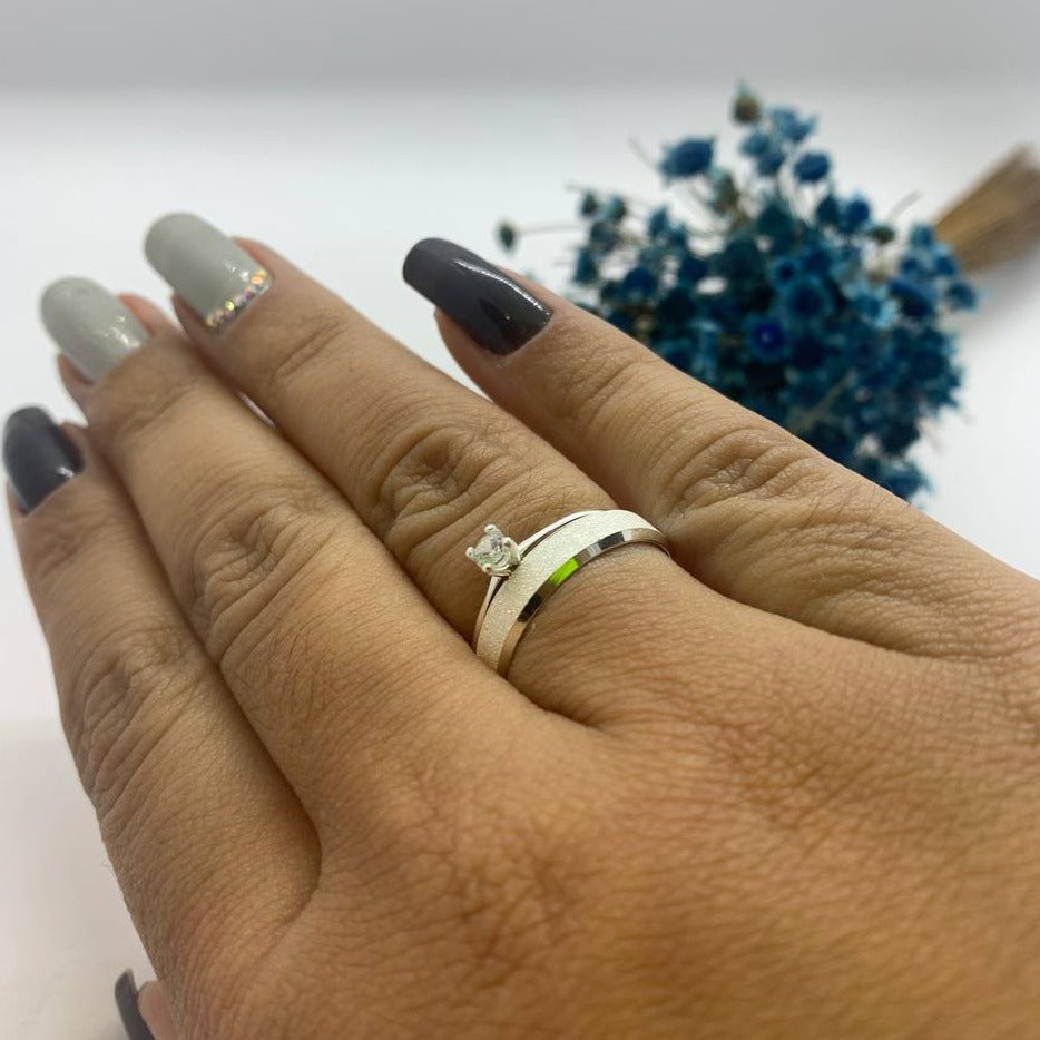 Par de Aliança Namoro em Prata 950 - Angel 4mm Chanfrada Diamantada + Anel Brinde