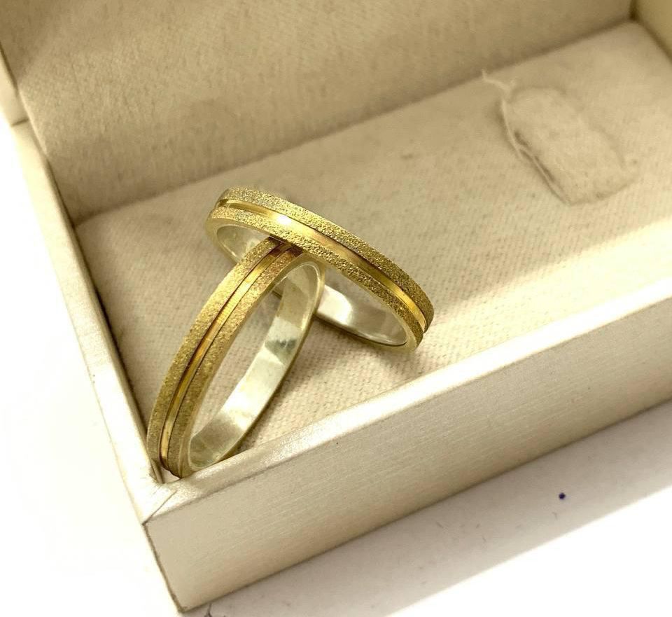 Par de Aliança de Moeda antiga original - Mod 27 3mm reta diamantada + anel solitário