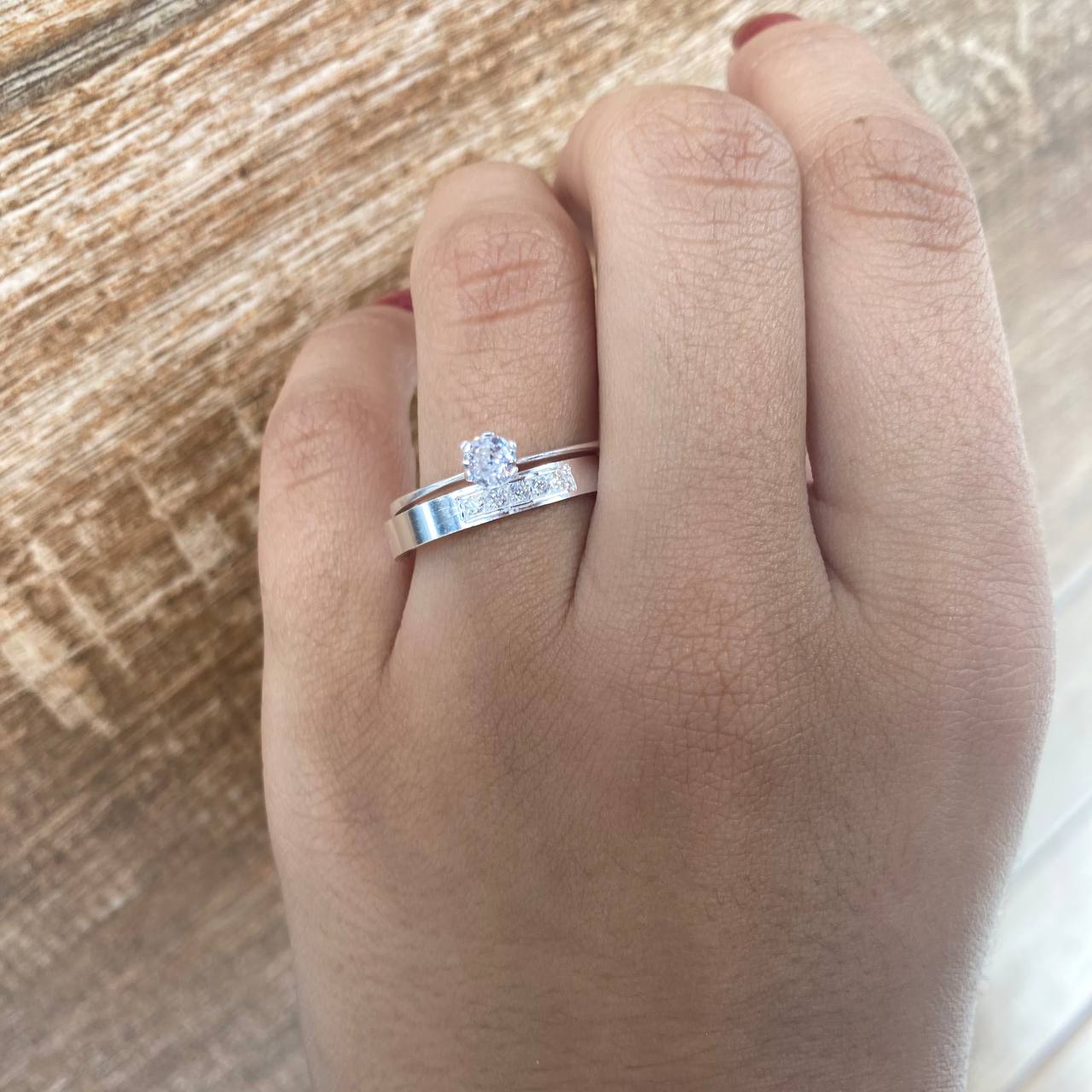 Par de Aliança Namoro em Prata 950 - Charm Reta 3mm Polida + Anel Brinde