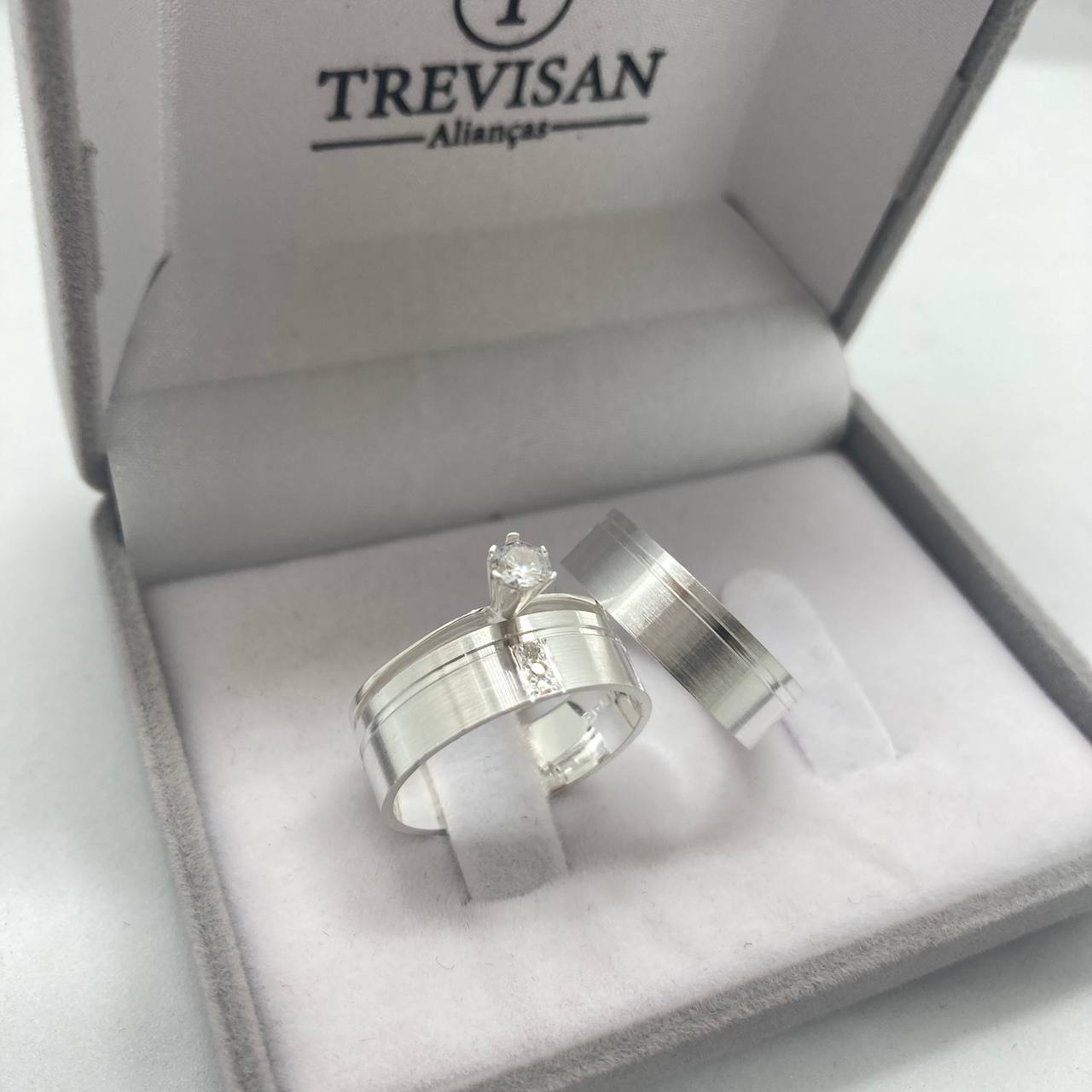 Par de Aliança Namoro em Prata 950 - Mon Trésor Reta 6mm Acetinada + Anel Brinde