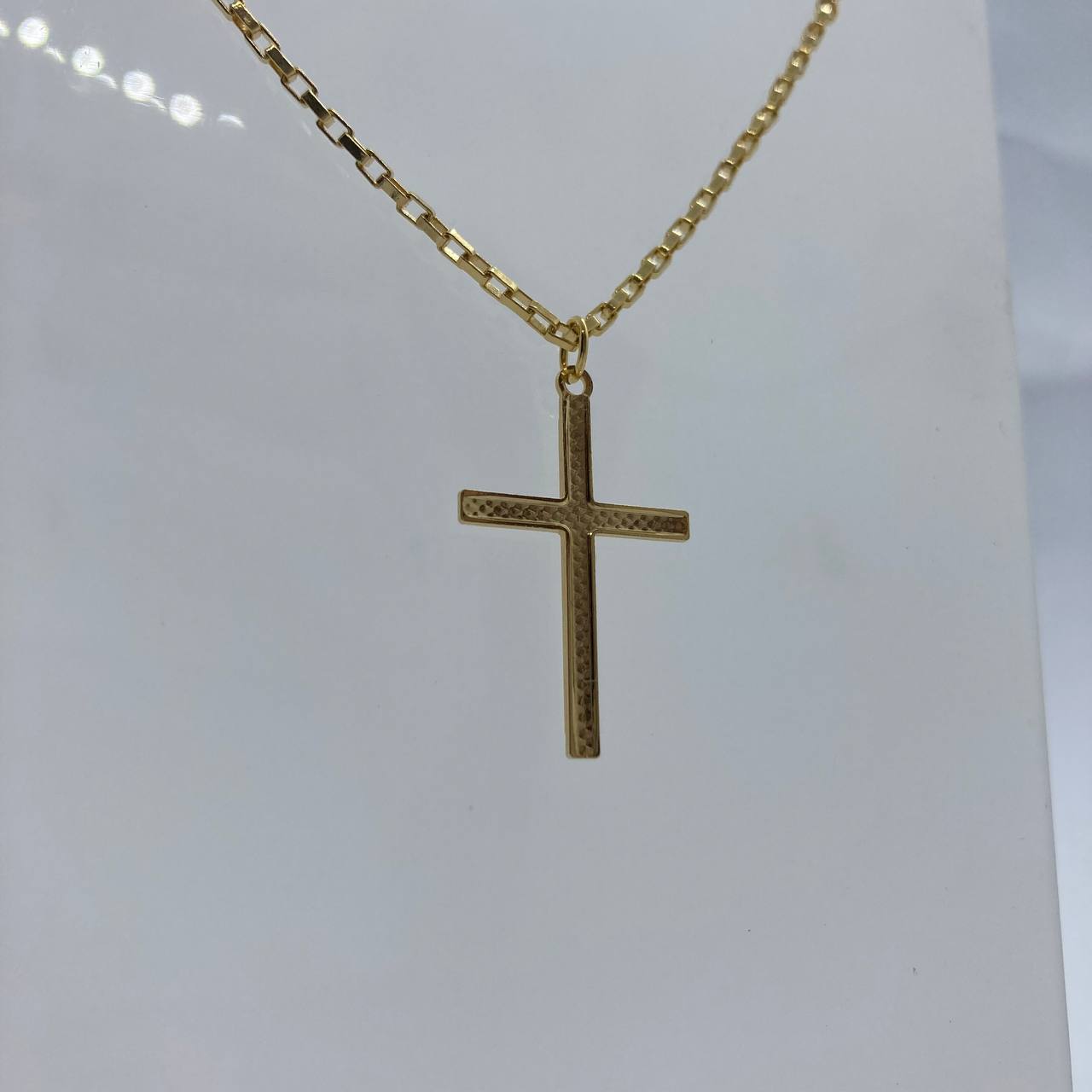 Colar Folheado Cruz- 70cm