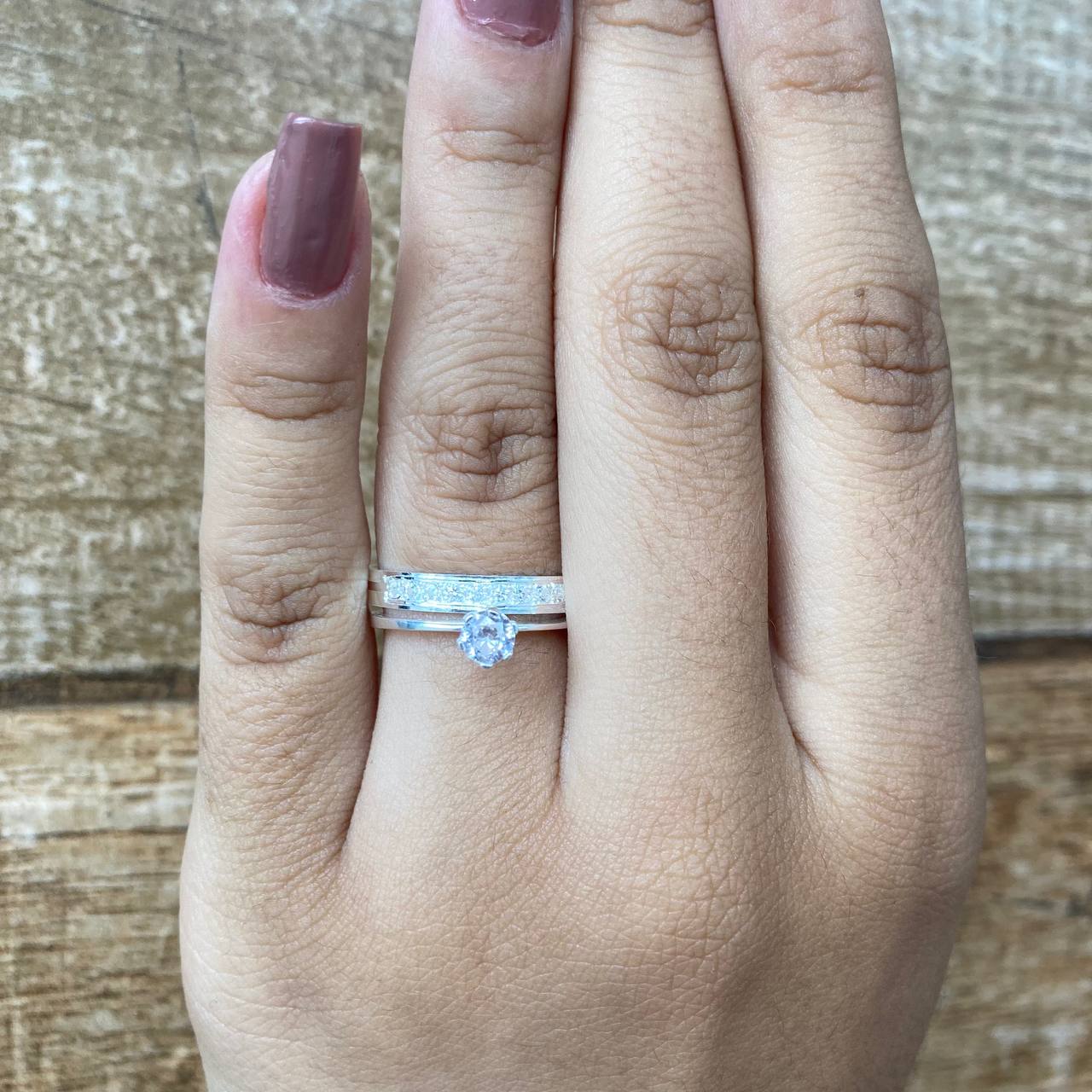 Par de Aliança Namoro em Prata 950 - Glamour Reta 3mm Polida + Anel Brinde