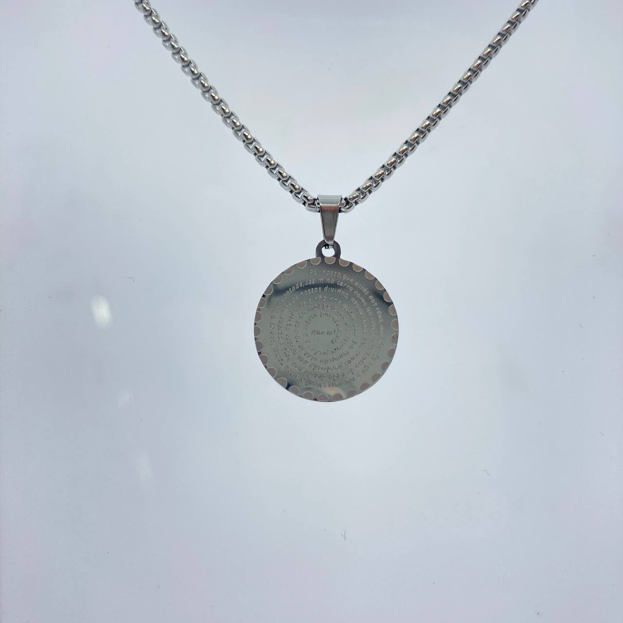 Colar Aço Premium Medalha Pai Nosso