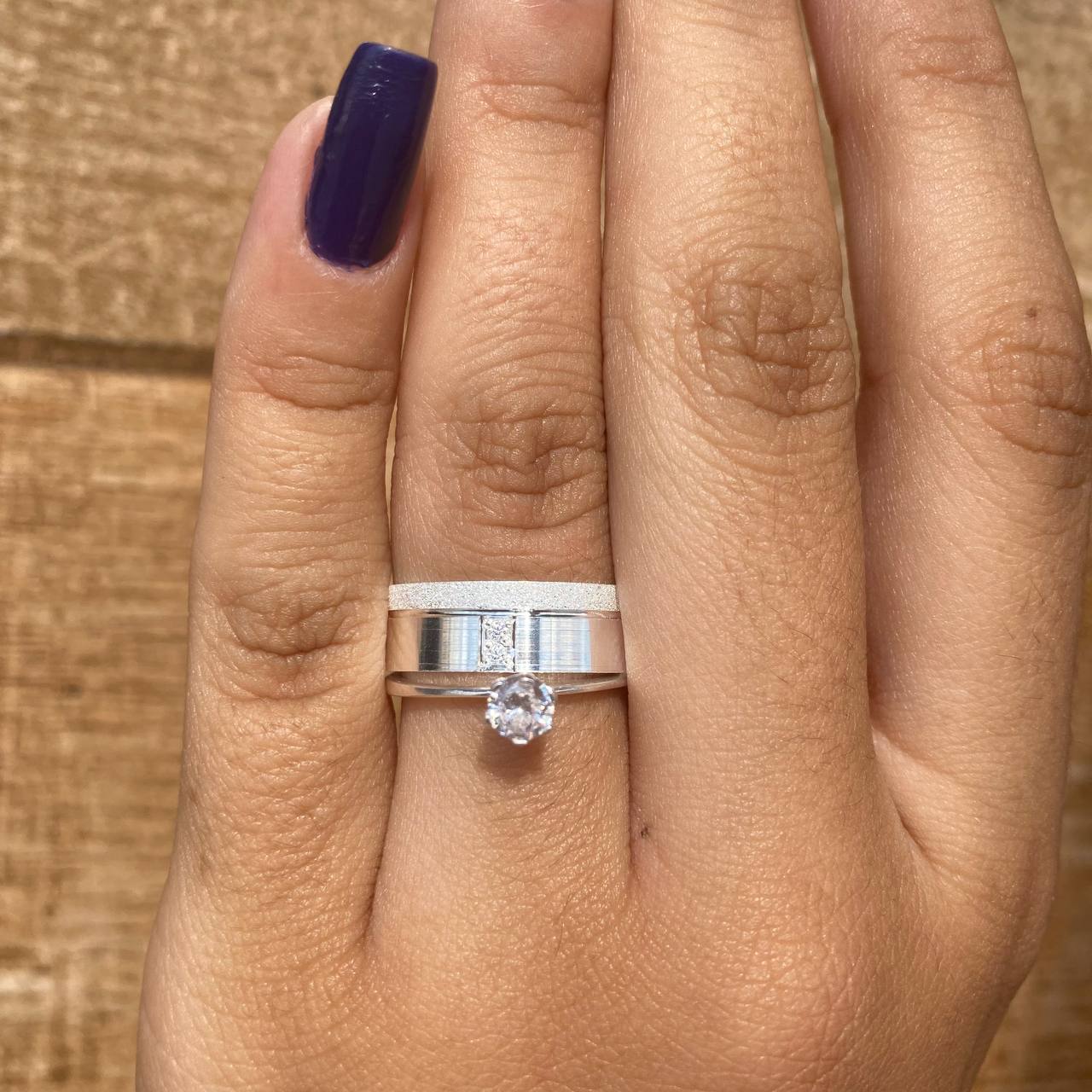 Par de Aliança Namoro em Prata 950 - Treasure Reta 6mm Polida + Anel Brinde