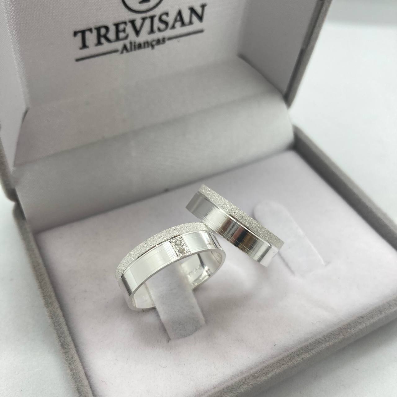 Par de Aliança Namoro em Prata 950 - Treasure Reta 6mm Polida + Anel Brinde