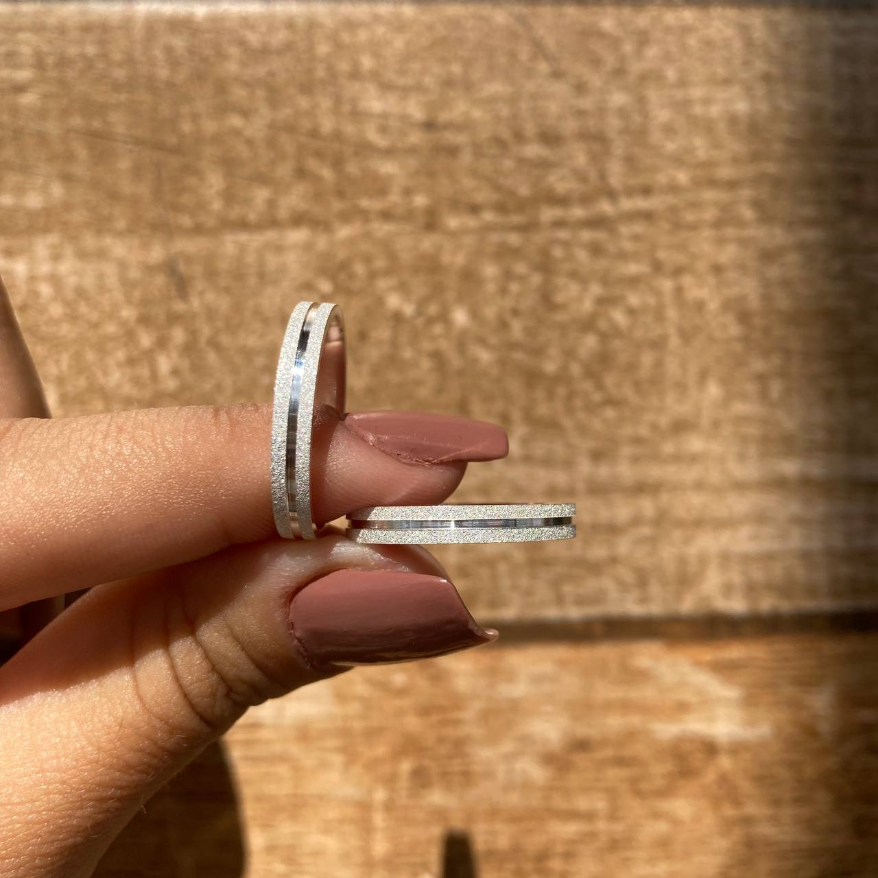 Par de Aliança Namoro em Prata 950 - Moréia 3mm Reta Diamantada + Anel Brinde