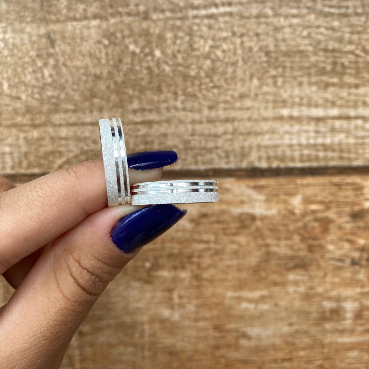 Par de Aliança Namoro em Prata 950 - Sweetheart Reta 5mm Diamantada + Anel Brinde