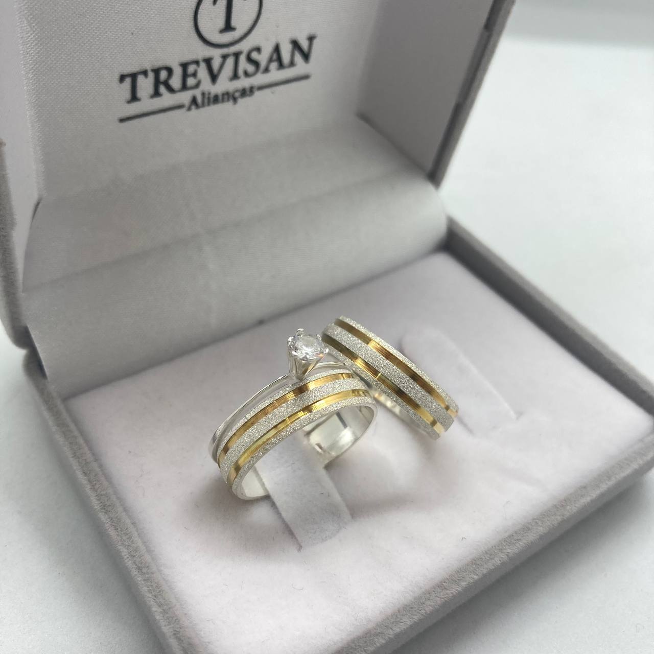 Par de Aliança Namoro em Prata 950 - Perfeição Abaulada 5mm Diamantada + Anel Brinde