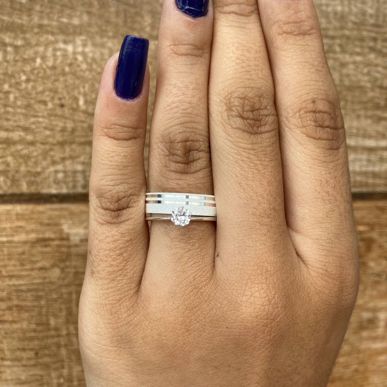 Par de Aliança Namoro em Prata 950 - Sweetheart Reta 5mm Diamantada + Anel Brinde