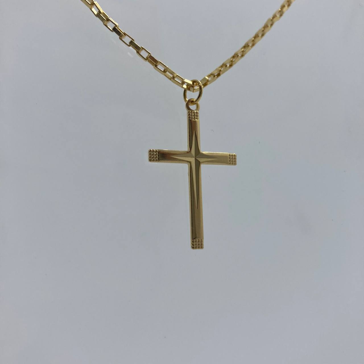 Colar Folheado Cruz- 70cm