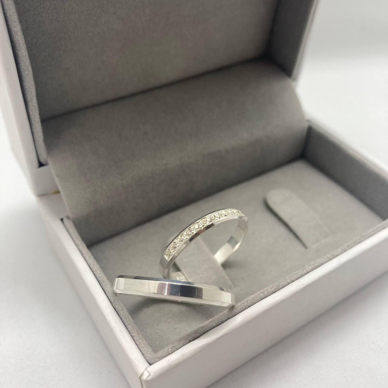 Par de Aliança Namoro em Prata 950 - Bailarina 3mm Chanfrada Polida + Anel Brinde