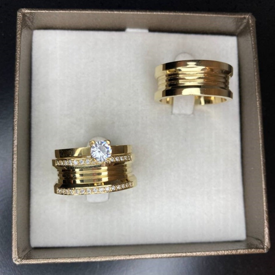 Par de Aliança Noivado/Casamento Ouro 750/18k- Amor Perfeito 10mm Reta Polida + Anel Brinde