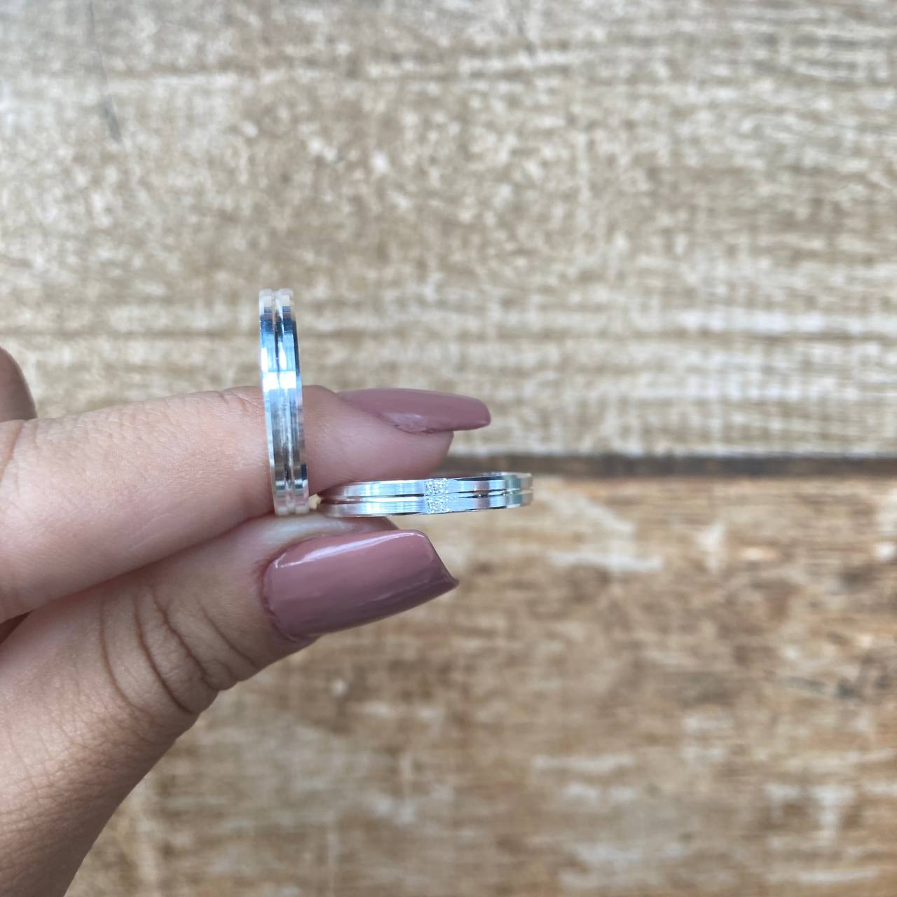 Par de Aliança Namoro em Prata 950 - Happiness Chanfrada 3mm Polida + Anel Brinde