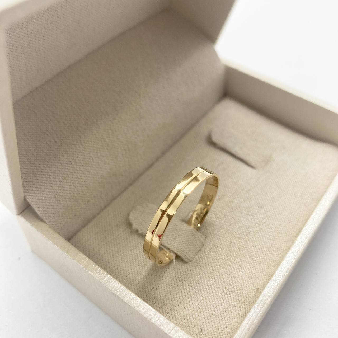 Par de Aliança Noivado/Casamento Ouro 750/18k - Damasco 3mm Reta Polida + Anel Brinde