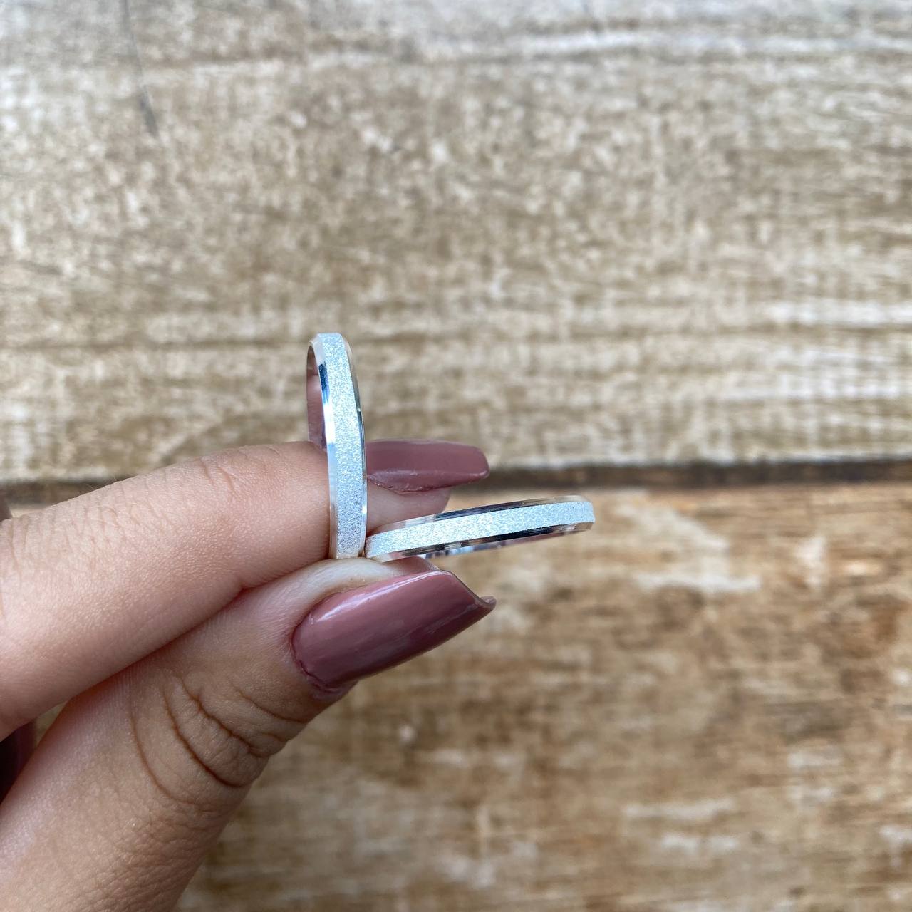 Par de Aliança Namoro em Prata 950 - Bella Chanfrada 3mm Diamantada + Anel Brinde