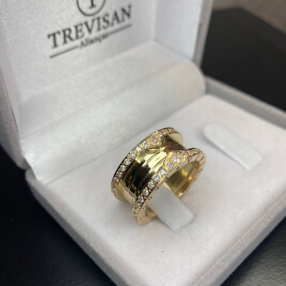 Par de Aliança Noivado/Casamento Ouro 750/18k - Amazing 10mm Polida + Anel Brinde
