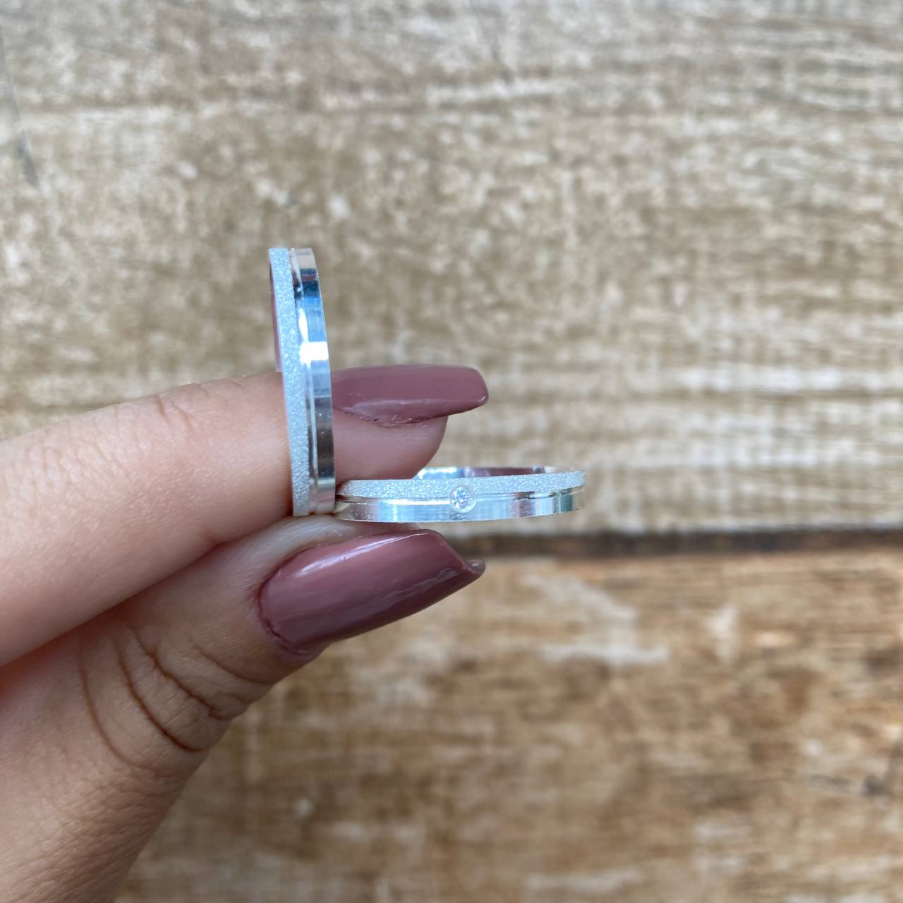 Par de Aliança Namoro em Prata 950 - Ipê-Branco 3mm Reta Diamantada/Polida + Anel Brinde