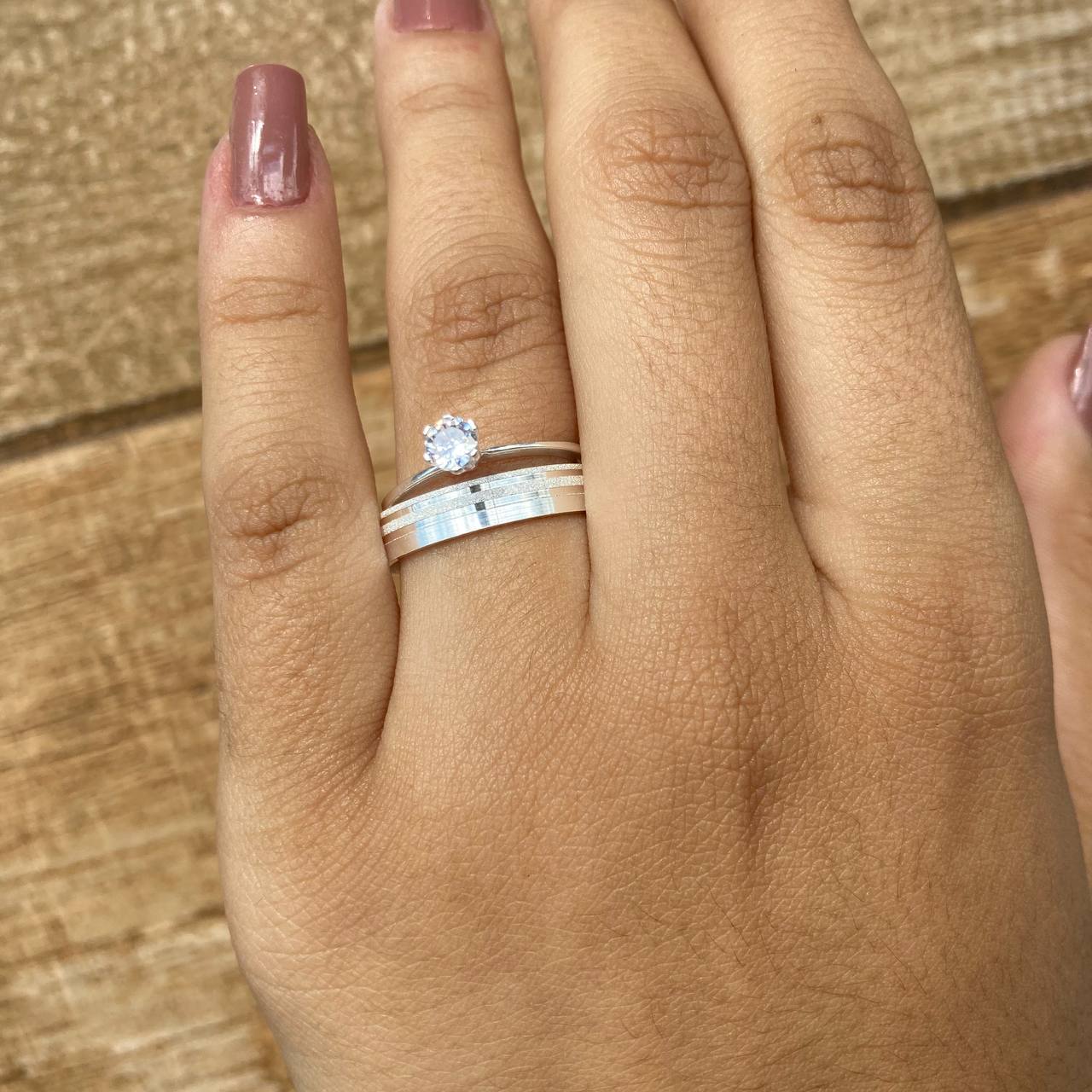 Par de Aliança Namoro em Prata 950 - Royals Reta 4mm Polida + Anel Brinde