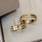Par de Aliança Banhada - Mayim 4mm Reta Diamantada + Anel Brinde