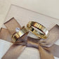 Par de Aliança Noivado/Casamento Ouro 750/18k - Charmosa 5mm Chanfrada Acetinada + Anel Brinde
