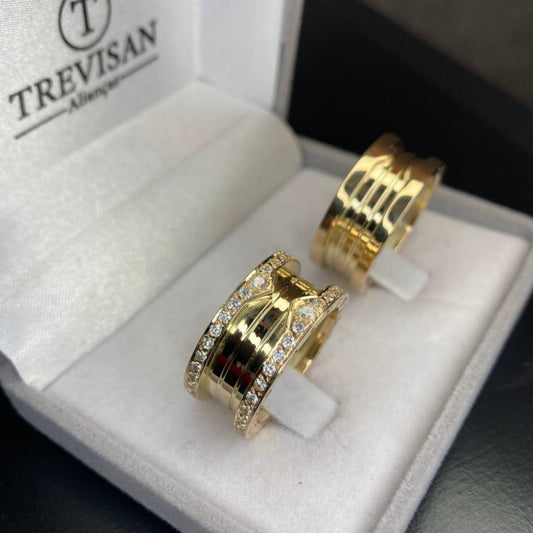 Par de Aliança Noivado/Casamento Ouro 750/18k - Amazing 10mm Polida + Anel Brinde