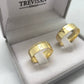 Par de Aliança Noivado/Casamento Ouro 750/18k - Details Reta 7mm Polida + Anel Brinde