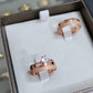 Par de Aliança Banhada - Bromélia Rosé 5mm Reta Diamantada + Anel Brinde