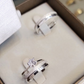 Par de Aliança Namoro em Prata 950 - Dritto 4mm Reta Diamantada/Polida + Anel Brinde