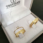 Par de Aliança Noivado/Casamento Ouro 750/18k - Vicenza 4mm Reta Diamantada/Polida + Anel Brinde
