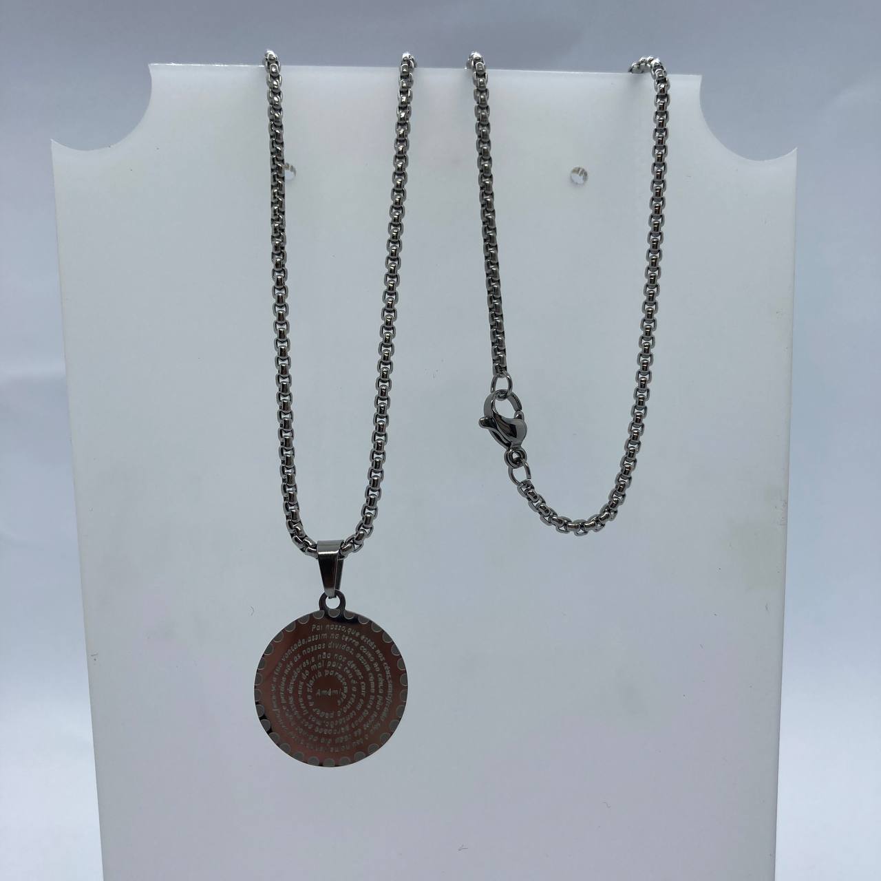 Colar Aço Premium Medalha Pai Nosso