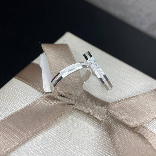 Par de Aliança Namoro em Prata 950 - Cacto 3mm Reta Diamantada/Polida + Anel Brinde