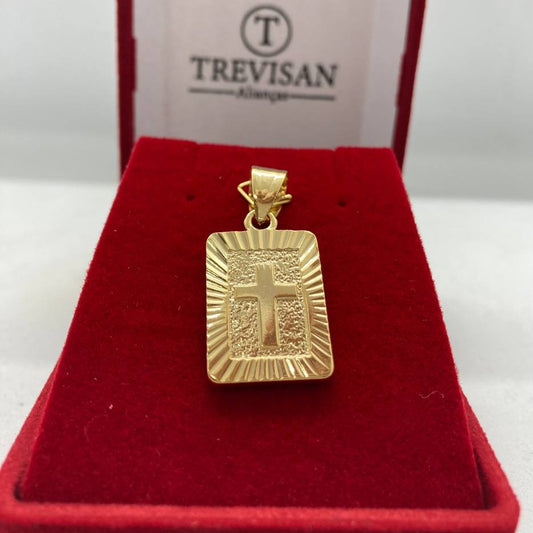 Pingente Banhado Medalha Cruz