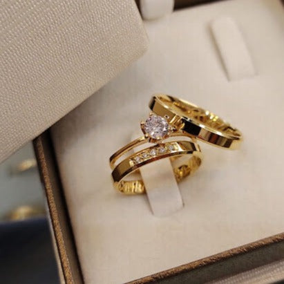 Par de Aliança Noivado/Casamento Ouro 750/18k - Postale 3mm Chanfrada Polida + Anel Brinde