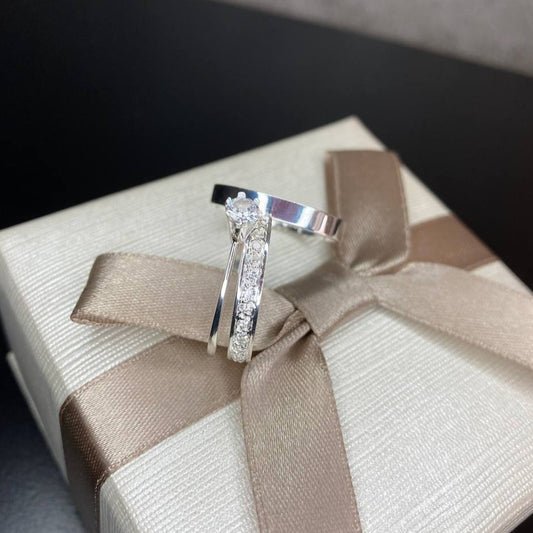 Par de Aliança Namoro em Prata 950 - Romance 3mm Reta Polida + Anel Brinde